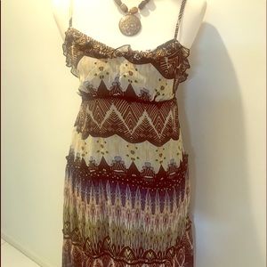 New Patrons of Peace Boho Sun Dress multi print S